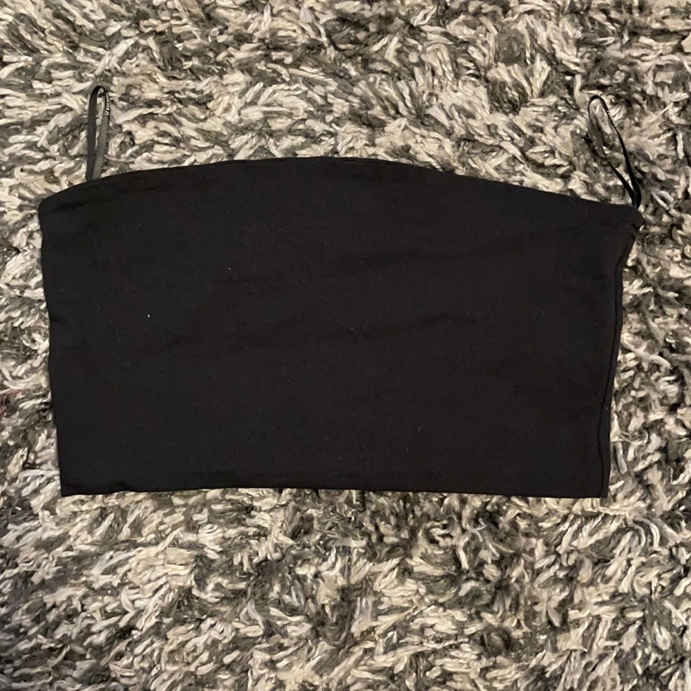 Black cotton knit bandeau